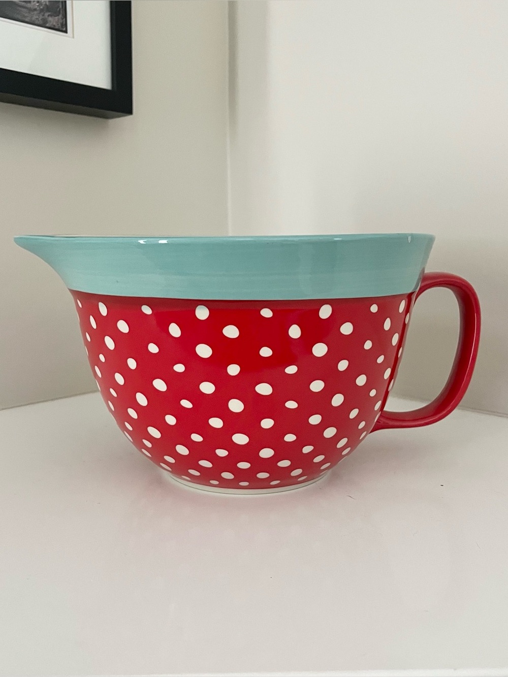 Pioneer Woman red polka dot batter bowl